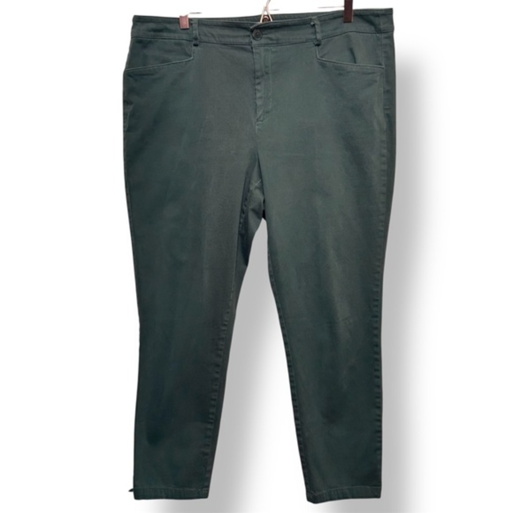 Dark Olive Workwear Skinny Ankle Pants Cotton Blend High Rise 16